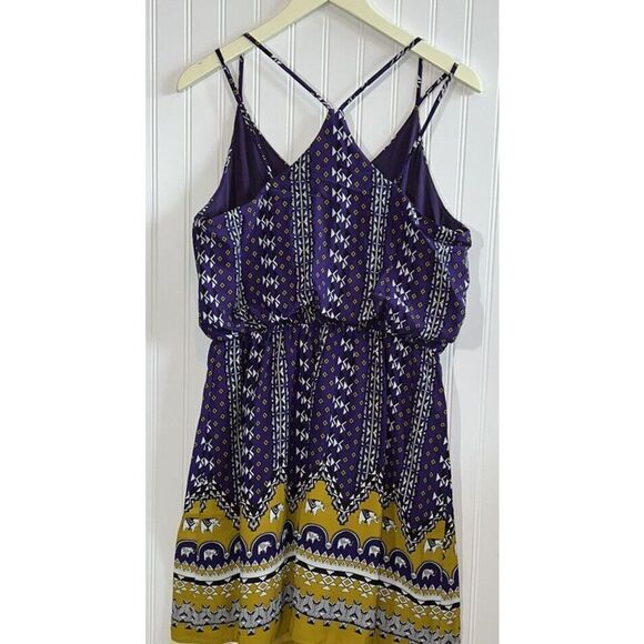Pink Owl Diamond Print Dress Dress Women’s Large Purple Gold Multi Strap Lined - Picture 2 of 7